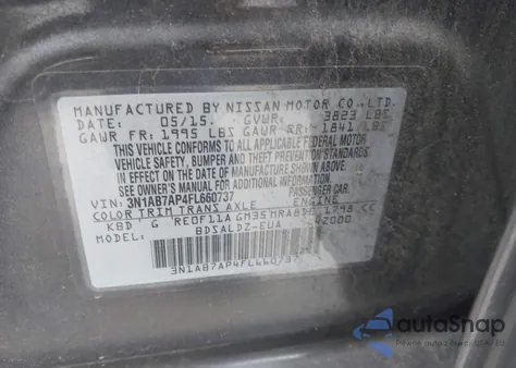 2015 Nissan Sentra Fe+ S/S/Sl/Sr/Sv from USA, damaged, VIN 3N1AB7AP4FL660737